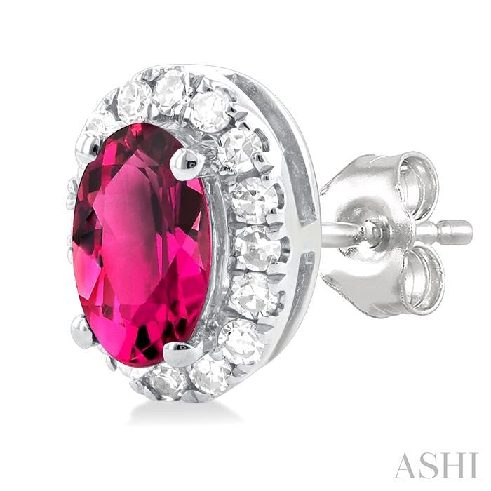 ASHI Oval Shape Gemstone & Halo Diamond Earrings 58698PPFSERPTWG-OV