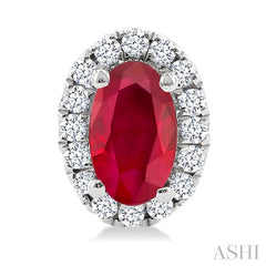 ASHI Oval Shape Gemstone & Halo Diamond Earrings 58698PPFSERRBWG-OV