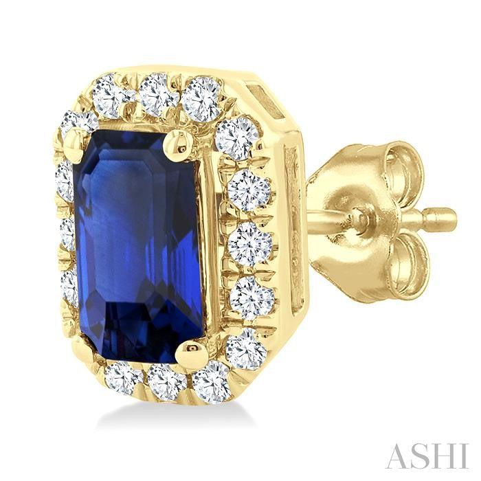 ASHI Emerald Shape Gemstone & Halo Diamond Earrings 58698PPFSERSPYG-OC
