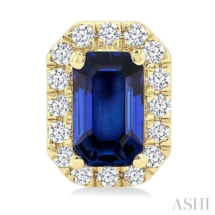 ASHI Emerald Shape Gemstone & Halo Diamond Earrings 58698PPFSERSPYG-OC