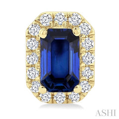 ASHI Emerald Shape Gemstone & Halo Diamond Earrings 58698PPFSERSPYG-OC