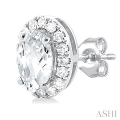 ASHI Oval Shape Gemstone & Halo Diamond Earrings 58698PPFSERWTWG-OV