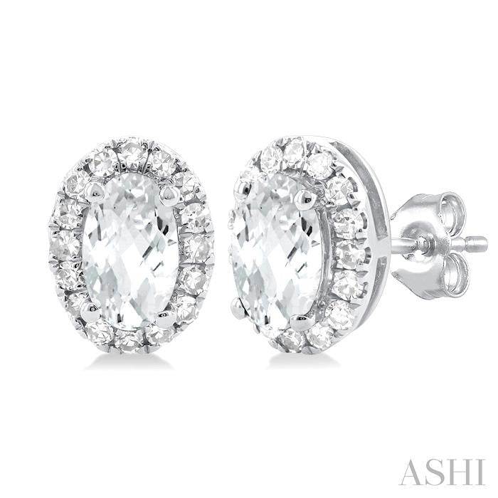ASHI Oval Shape Gemstone & Halo Diamond Earrings 58698PPFSERWTWG-OV