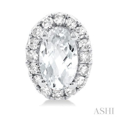 ASHI Oval Shape Gemstone & Halo Diamond Earrings 58698PPFSERWTWG-OV
