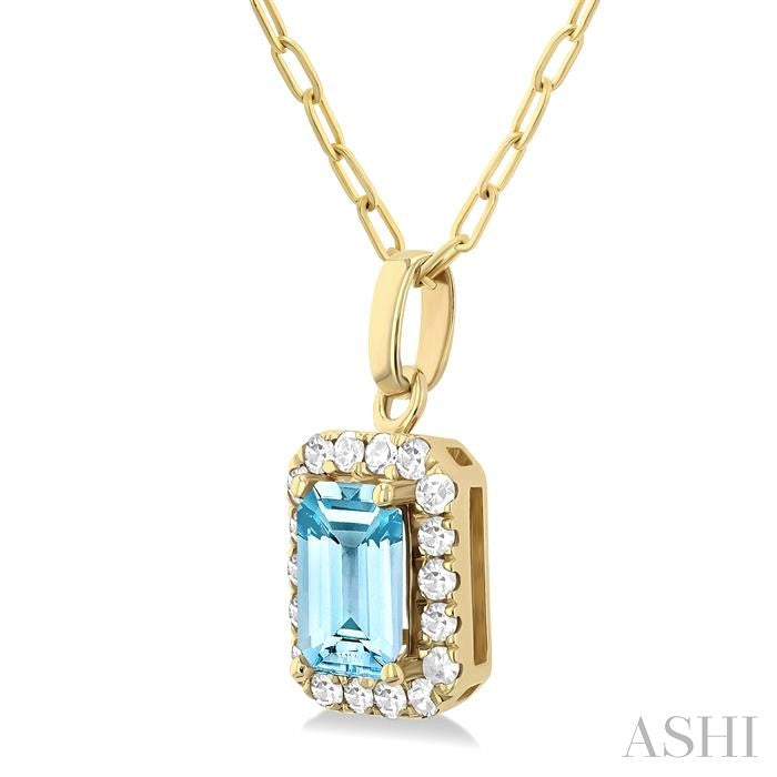 ASHI Emerald Shape Gemstone & Halo Diamond Pendant 58698PPTGPDAQYG-OC