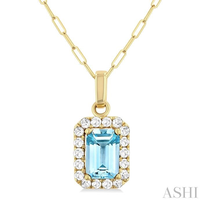 ASHI Emerald Shape Gemstone & Halo Diamond Pendant 58698PPTGPDAQYG-OC