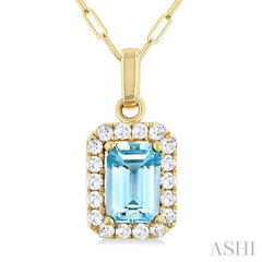ASHI Emerald Shape Gemstone & Halo Diamond Pendant 58698PPTGPDAQYG-OC