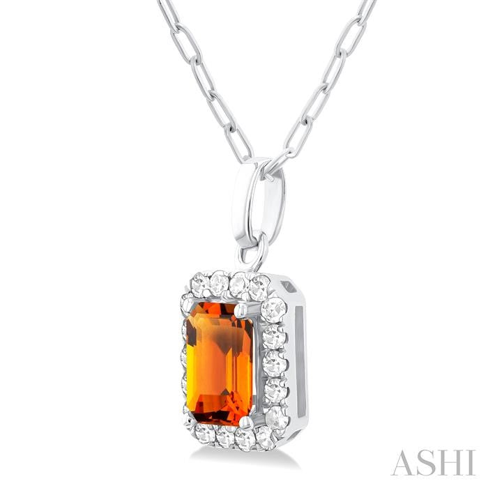 ASHI Emerald Shape Gemstone & Halo Diamond Pendant 58698PPTGPDCTWG-OC
