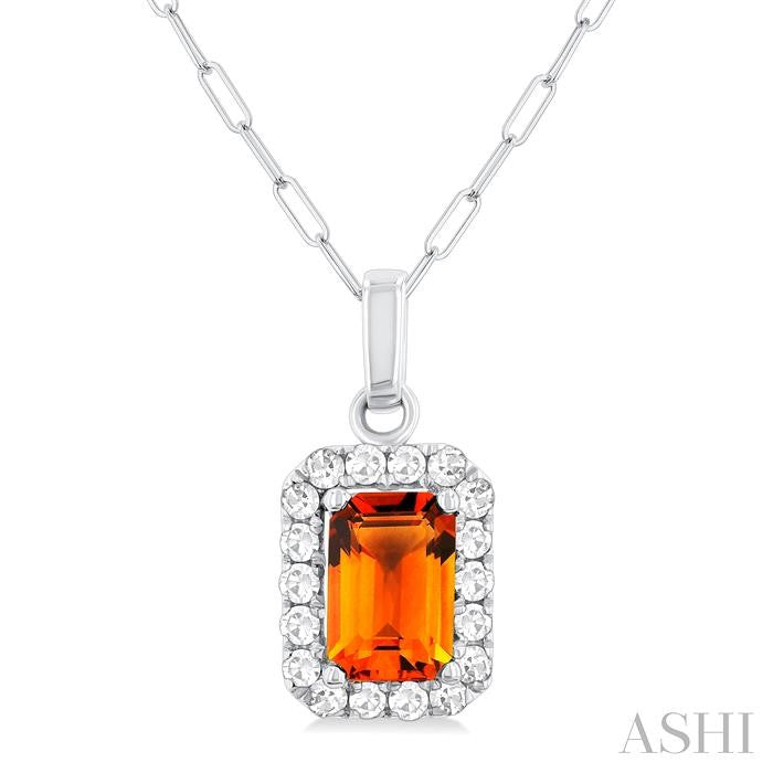 ASHI Emerald Shape Gemstone & Halo Diamond Pendant 58698PPTGPDCTWG-OC