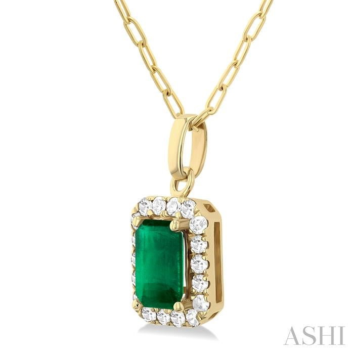 ASHI Emerald Shape Gemstone & Halo Diamond Pendant 58698PPTGPDEMYG-OC
