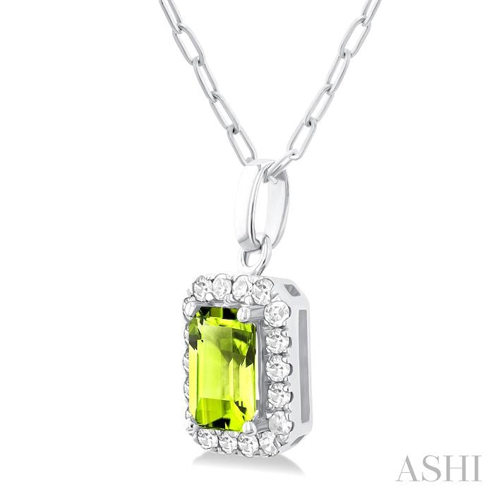 ASHI Emerald Shape Gemstone & Halo Diamond Pendant 58698PPTGPDPEWG-OC