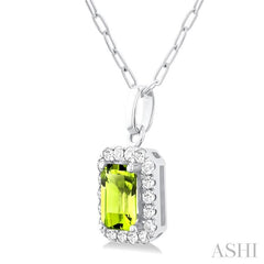 ASHI Emerald Shape Gemstone & Halo Diamond Pendant 58698PPTGPDPEWG-OC