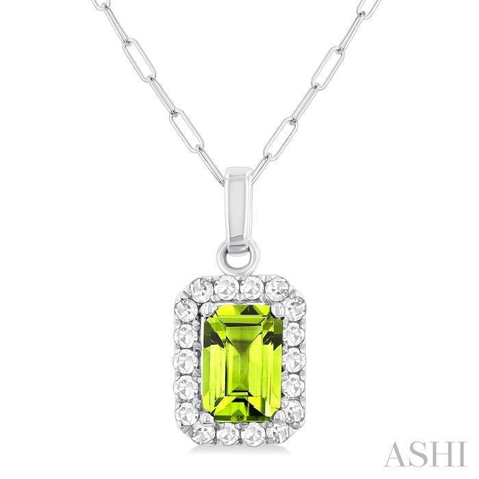 ASHI Emerald Shape Gemstone & Halo Diamond Pendant 58698PPTGPDPEWG-OC