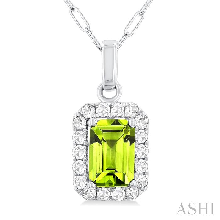 ASHI Emerald Shape Gemstone & Halo Diamond Pendant 58698PPTGPDPEWG-OC
