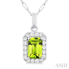 ASHI Emerald Shape Gemstone & Halo Diamond Pendant 58698PPTGPDPEWG-OC