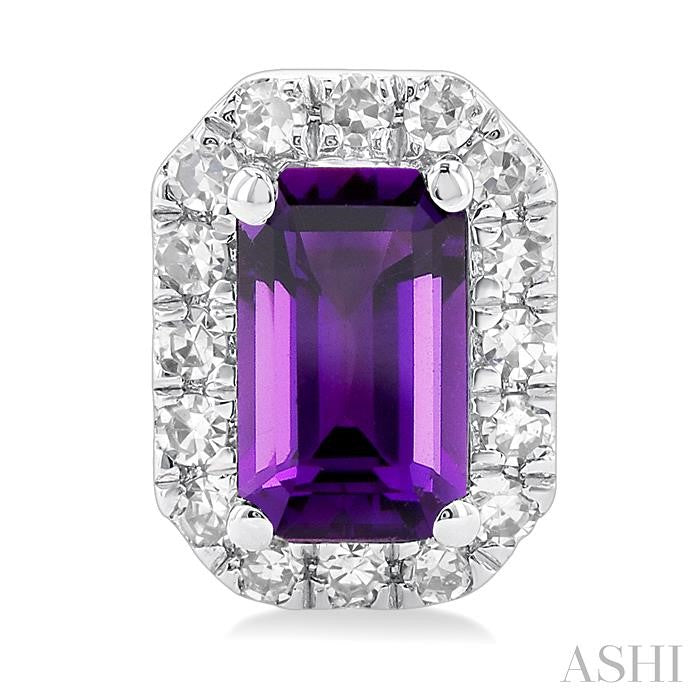 ASHI Emerald Shape Gemstone & Halo Diamond Earrings 58698PPTSERAMWG-OC