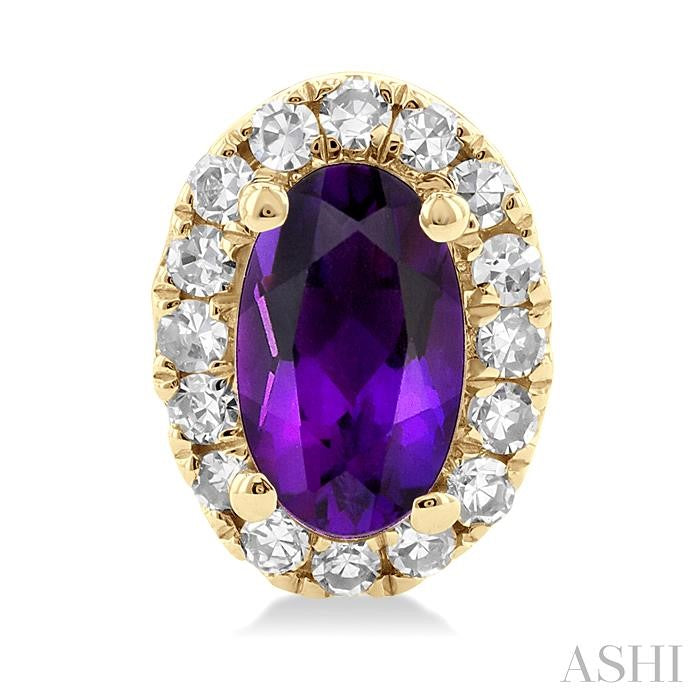 ASHI Oval Shape Gemstone & Halo Diamond Earrings 58698PPTSERAMYG-OV