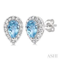 ASHI Pear Shape Gemstone & Halo Diamond Earrings 58698PPTSERAQWG-PR