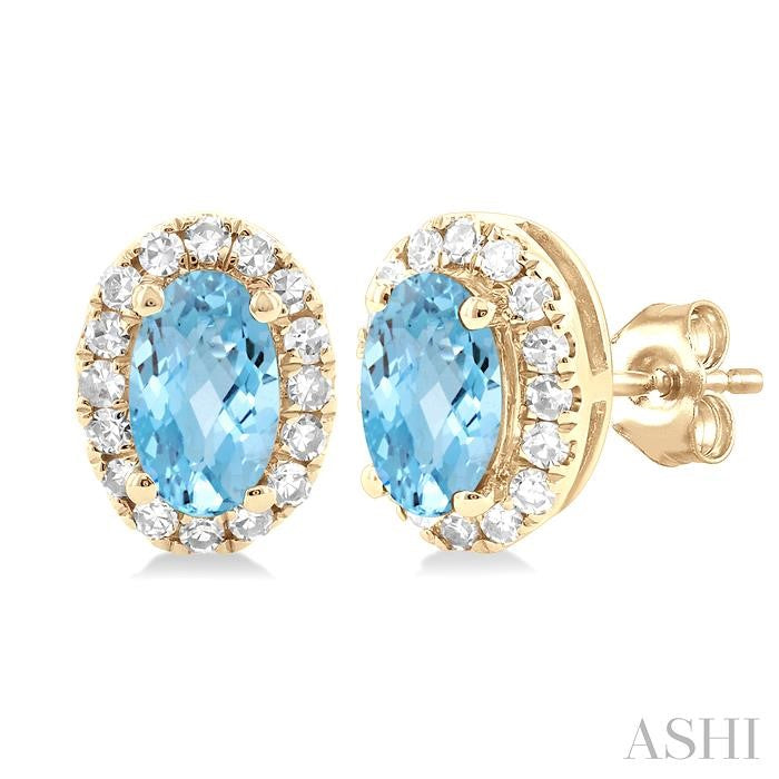 ASHI Oval Shape Gemstone & Halo Diamond Earrings 58698PPTSERAQYG-OV
