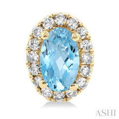 ASHI Oval Shape Gemstone & Halo Diamond Earrings 58698PPTSERAQYG-OV