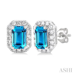 ASHI Emerald Shape Gemstone & Halo Diamond Earrings 58698PPTSERBTWG-OC