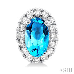ASHI Oval Shape Gemstone & Halo Diamond Earrings 58698PPTSERBTWG-OV