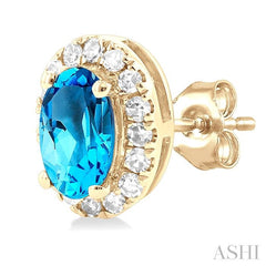 ASHI Oval Shape Gemstone & Halo Diamond Earrings 58698PPTSERBTYG-OV