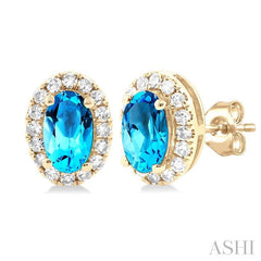 ASHI Oval Shape Gemstone & Halo Diamond Earrings 58698PPTSERBTYG-OV