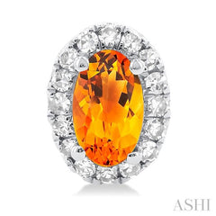 ASHI Oval Shape Gemstone & Halo Diamond Earrings 58698PPTSERCTWG-OV