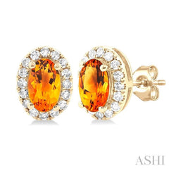 ASHI Oval Shape Gemstone & Halo Diamond Earrings 58698PPTSERCTYG-OV