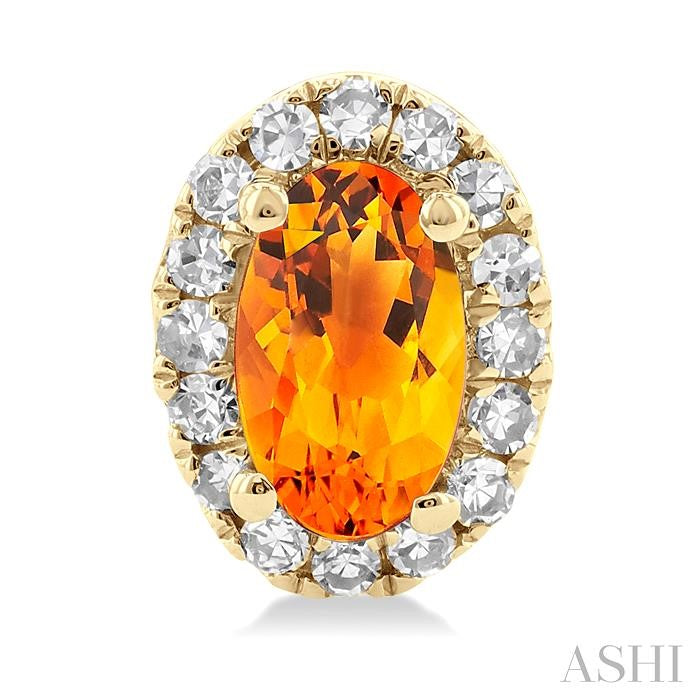 ASHI Oval Shape Gemstone & Halo Diamond Earrings 58698PPTSERCTYG-OV