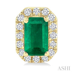 ASHI Emerald Shape Gemstone & Halo Diamond Earrings 58698PPTSEREMYG-OC