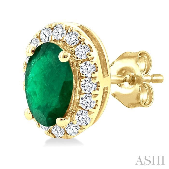 ASHI Oval Shape Gemstone & Halo Diamond Earrings 58698PPTSEREMYG-OV