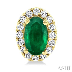 ASHI Oval Shape Gemstone & Halo Diamond Earrings 58698PPTSEREMYG-OV