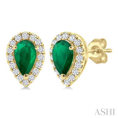 ASHI Pear Shape Gemstone & Halo Diamond Earrings 58698PPTSEREMYG-PR