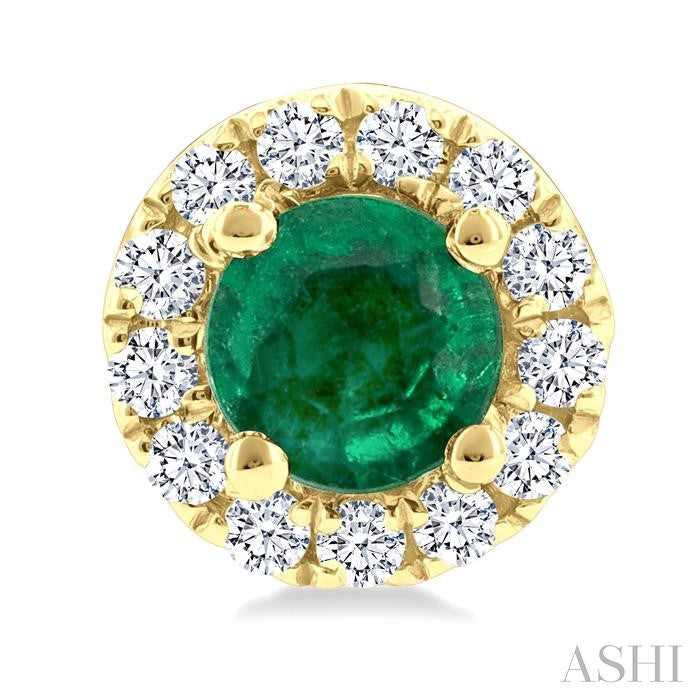 ASHI Round Shape Gemstone & Halo Diamond Earrings 58698PPTSEREMYG-RD