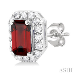 ASHI Emerald Shape Gemstone & Halo Diamond Earrings 58698PPTSERGTWG-OC