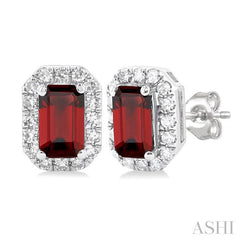 ASHI Emerald Shape Gemstone & Halo Diamond Earrings 58698PPTSERGTWG-OC