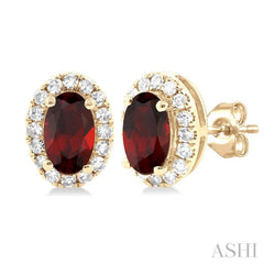 ASHI Oval Shape Gemstone & Halo Diamond Earrings 58698PPTSERGTYG-OV