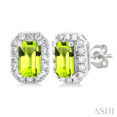 ASHI Emerald Shape Gemstone & Halo Diamond Earrings 58698PPTSERPEWG-OC