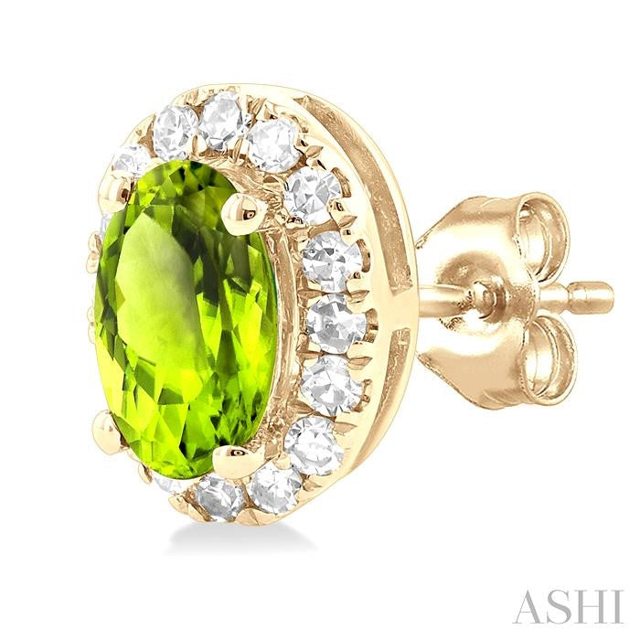 ASHI Oval Shape Gemstone & Halo Diamond Earrings 58698PPTSERPEYG-OV