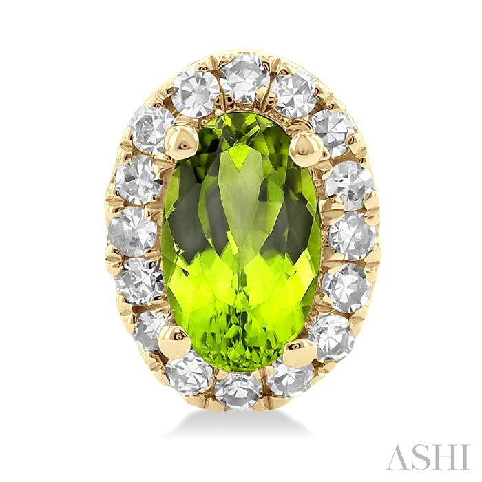 ASHI Oval Shape Gemstone & Halo Diamond Earrings 58698PPTSERPEYG-OV