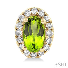 ASHI Oval Shape Gemstone & Halo Diamond Earrings 58698PPTSERPEYG-OV