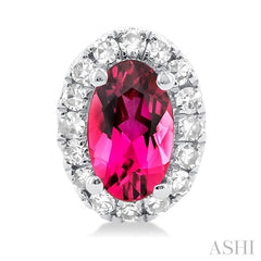 ASHI Oval Shape Gemstone & Halo Diamond Earrings 58698PPTSERPTWG-OV
