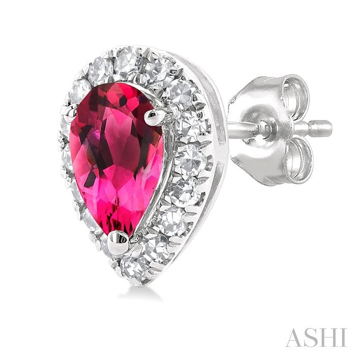 ASHI Pear Shape Gemstone & Halo Diamond Earrings 58698PPTSERPTWG-PR