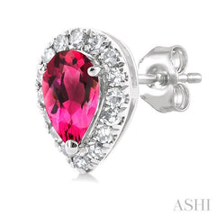 ASHI Pear Shape Gemstone & Halo Diamond Earrings 58698PPTSERPTWG-PR