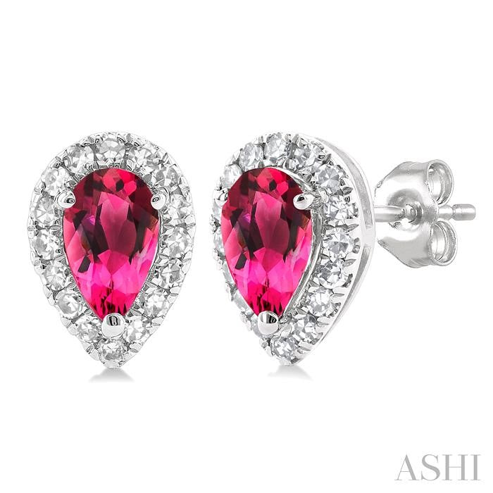 ASHI Pear Shape Gemstone & Halo Diamond Earrings 58698PPTSERPTWG-PR