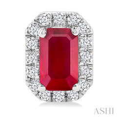 ASHI Emerald Shape Gemstone & Halo Diamond Earrings 58698PPTSERRBWG-OC