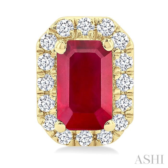 ASHI Emerald Shape Gemstone & Halo Diamond Earrings 58698PPTSERRBYG-OC