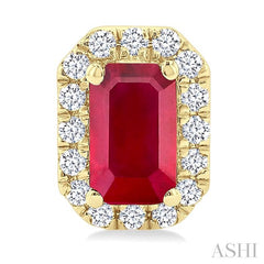 ASHI Emerald Shape Gemstone & Halo Diamond Earrings 58698PPTSERRBYG-OC